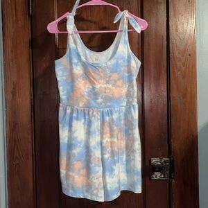 SO Romper with Blue Tie Dye, Ties at Top